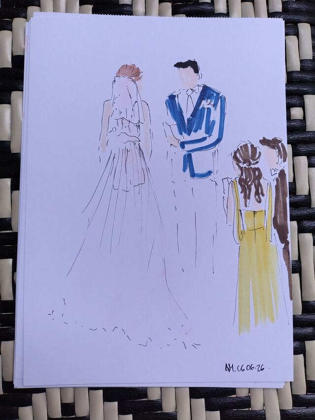 Papeterie de mariage illustr&eacute;e, photo de r&eacute;alisation