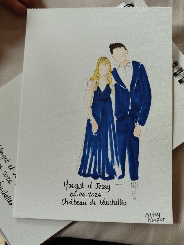 Portrait live sketching d&rsquo;invit&eacute;s de mariage