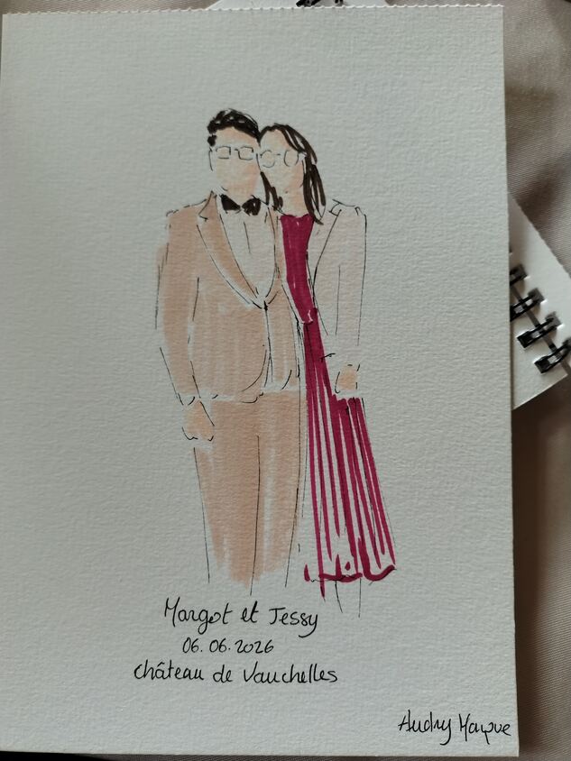 Papeterie de mariage illustr&eacute;e, photo de r&eacute;alisation