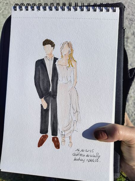 Portrait live sketching r&eacute;alis&eacute; lors d&rsquo;un mariage