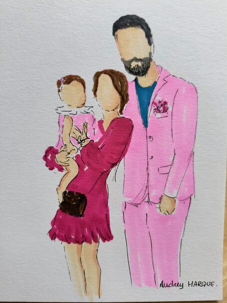 Portrait live sketching r&eacute;alis&eacute; lors d&rsquo;un mariage