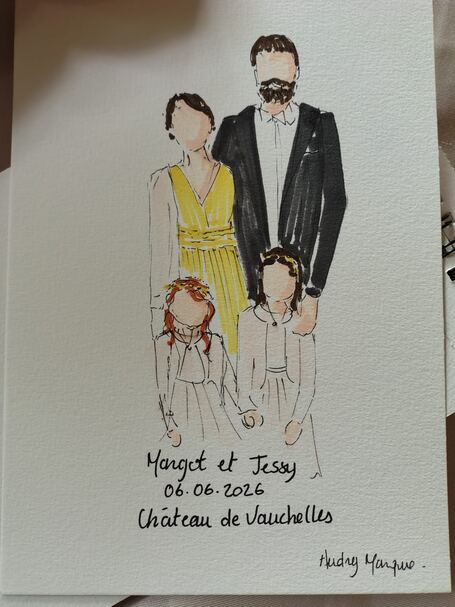 Portrait live sketching r&eacute;alis&eacute; lors d&rsquo;un mariage