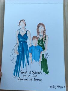Portrait live sketching r&eacute;alis&eacute; lors d&rsquo;un mariage