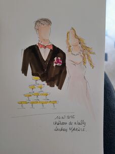 Portrait live sketching r&eacute;alis&eacute; lors d&rsquo;un mariage