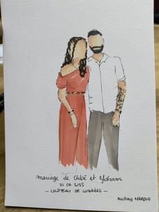 Portrait live sketching r&eacute;alis&eacute; lors d&rsquo;un mariage