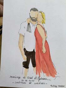 Portrait live sketching r&eacute;alis&eacute; lors d&rsquo;un mariage