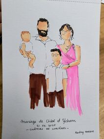 Portrait live sketching r&eacute;alis&eacute; lors d&rsquo;un mariage